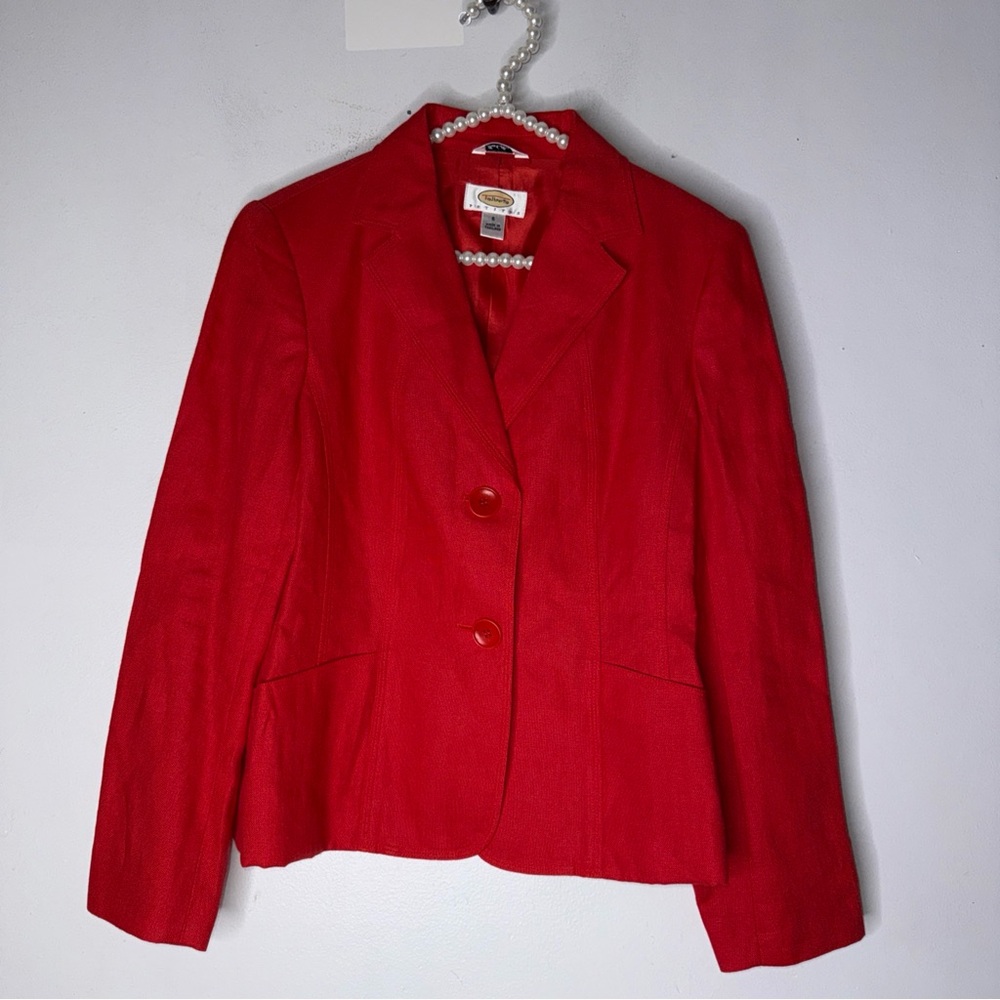 Vintage Talbots Irish‎ Linen 2 Button Blazer Red Size 6 Petite